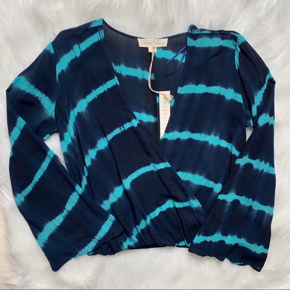 SOLD-NWT Stitch Fix Tie Dye Faux Wrap Blouse - Picture 3 of 7